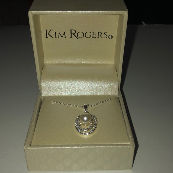 Kim Rogers Jewelry - Kim Rogers Silver-Tom crystal pave pearl necklace